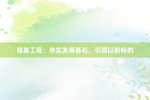 强基工程：夯实发展基石，引颈以前标的